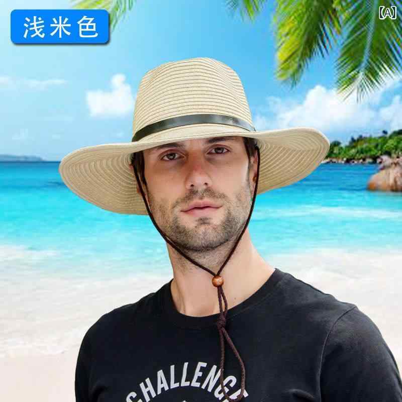 帽子 メンズ 夏用 折りたたみ 日よけ カウボーイハット ワイドブリム 麦わら アウトドア 防晒 UVカット 軽量 通気性 吸湿速乾 普段使い