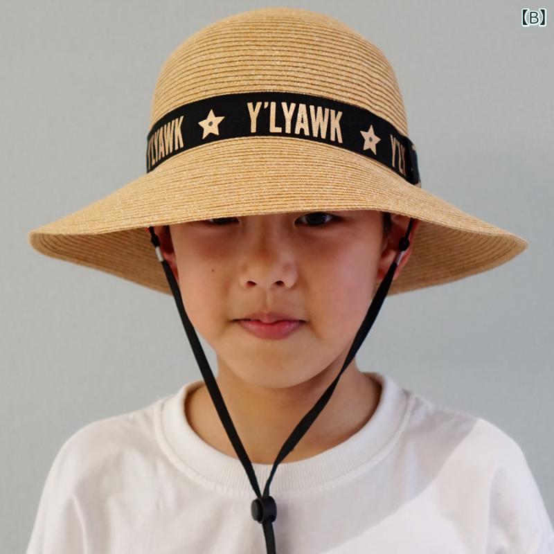 麦わら帽子 キッズ 男の子用 防紫外線 UVカット 折りたたみ ビーチハット 親子 お...