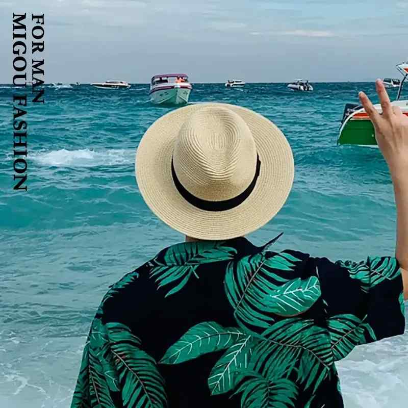 帽子 メンズ レディース 夏 ビーチ リゾート 旅行 広縁 パナマ草帽 UVカット 遮陽 日よけ 軽量 ストローハット 通勤 普段使い アウトドア