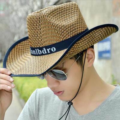 Straw Hats - メンズ 夏用 麦わら帽子 フィッシャーマンハット UVカット 顔覆い ビーチハット デニム素材 日よけ つば広 軽量 通気性 涼しい アウトドア 普段使い