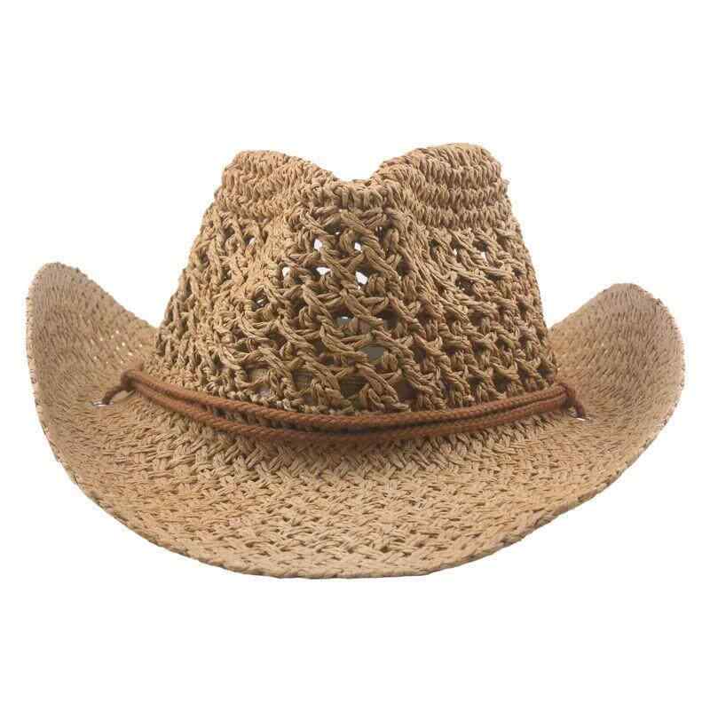 草帽（straw hat） - 麦わら帽子 男性用 夏用 レトロ ウエスタン カウボーイ 釣り用 アウトドア 日よけ 海辺 礼帽 スタイル 軽量 素材 ビーチ