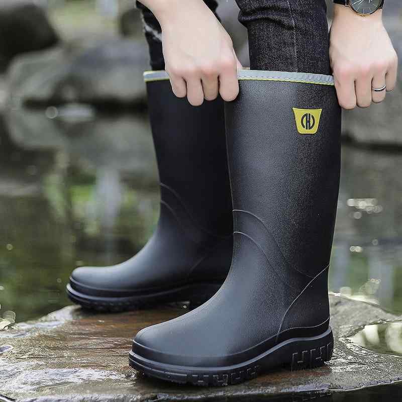 雨靴 メンズ 夏用 ハイカット 滑り止め ゴム製 防水 キッチン用 作業用 釣り用 アウトドア 耐久性