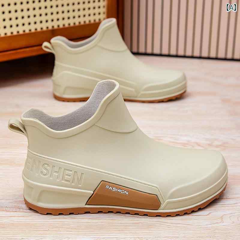 雨靴 メンズ レディース 屋外 涉水用 防滑 短筒 ゴム製 裏地付き 員 キッチン 作業用 防水 軽量 通勤 通年使用