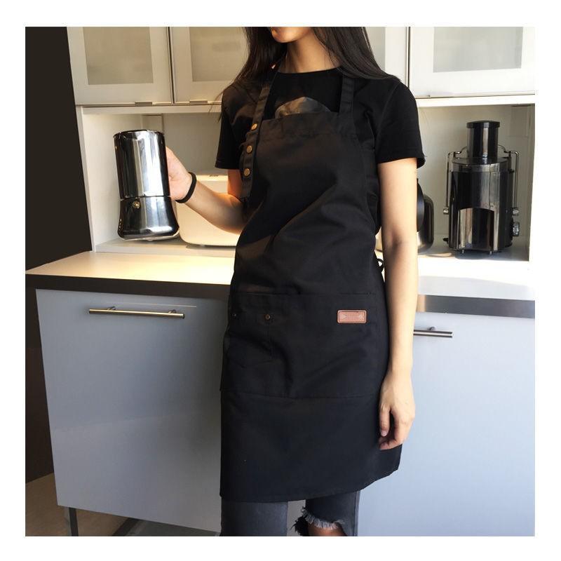 Cafe Aprons - エプロン 厨房用 高級感 防油 防汚 帆布 素材 軽量 伸縮性 通勤用 普段使い 部屋着 アウトドア ブラック ピンク系 アイボリー 春夏 秋冬