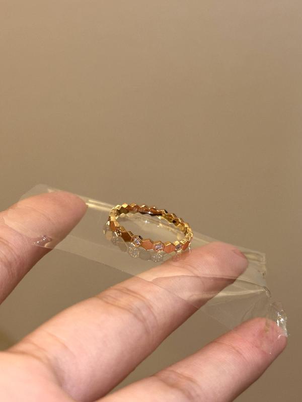 Other , Materials - 指輪 女性用 輝く 金メッキ 高級感 合わせやすい 個性的 独特 人差し指用 ジルコニア付き ハニカム ファッション アクセサリー 軽量 日常使い
