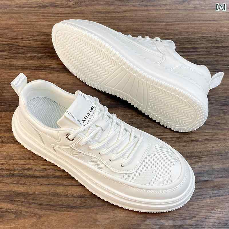 メンズ 白靴 スニーカー クールな 韓国 白い 靴 の 夏の メンズシューズ 2025年 メンズ 通気性 カジュアル スポーツ シューズ