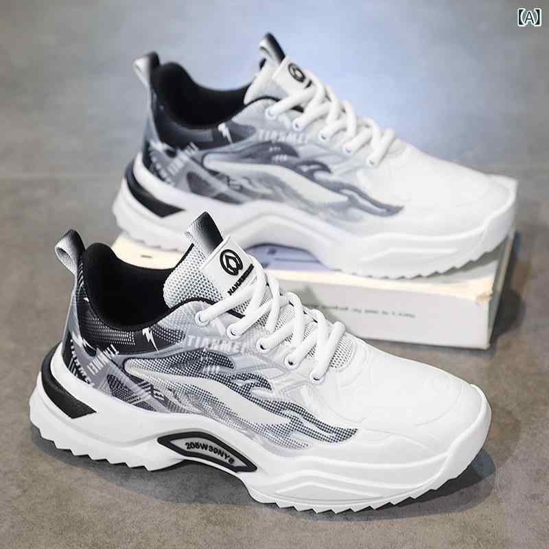 メンズ 白靴 スニーカー 安斉 水素 エクスプレス 共同 シューズ メンズ 2025夏 通気性 メッシュ レジャー スポーツ ランニング ホワイト ダッド