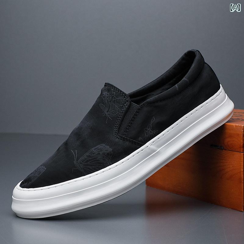 メンズ 白靴 スニーカー 年 メンズ オールド ワン ステップ 厚底 ホワイト キャンバス シューズ ローファー ローカット カジュアル 身長 アップ スニーカー