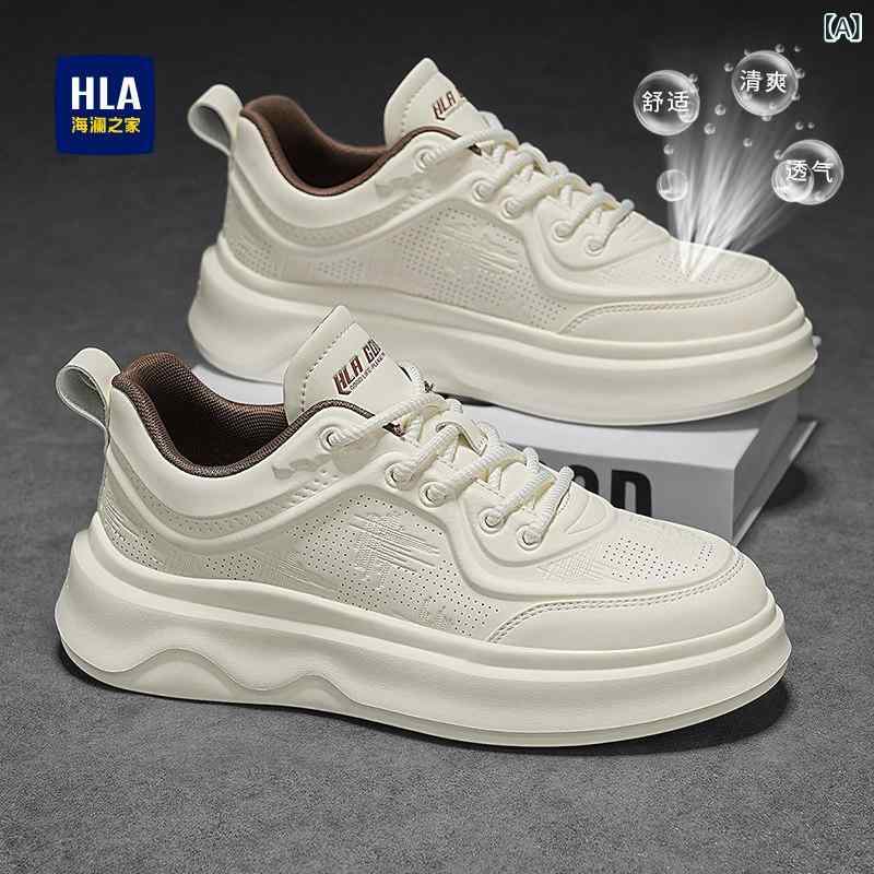メンズ 白靴 スニーカー Heilan Home Shoes メンズ 2025夏 通気性 スポーツ カジュアル シューズ 厚底 ハイカット ホワイト