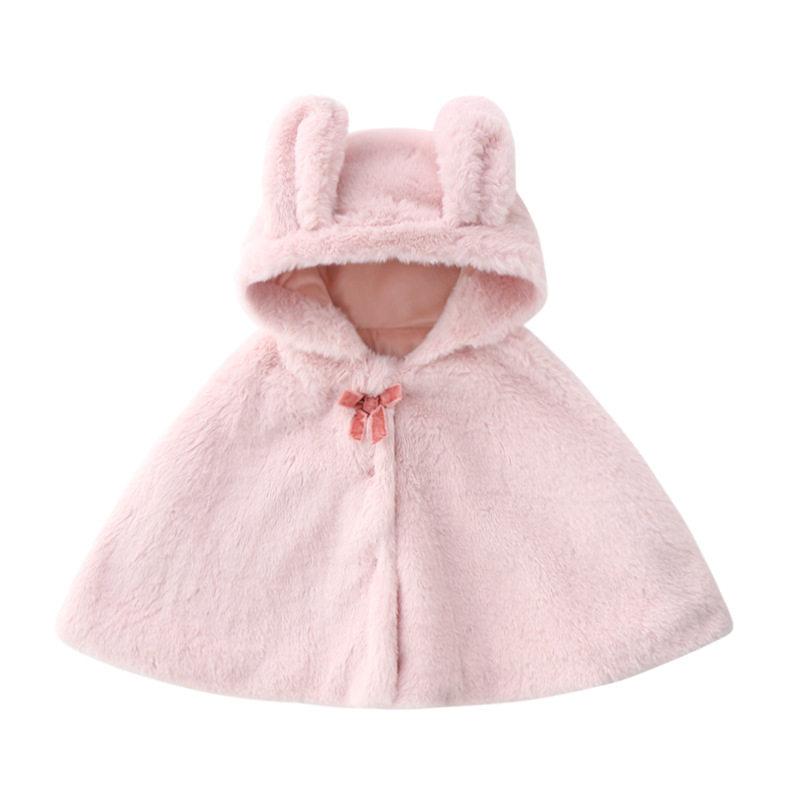 女児用 春秋 ピンク ウール混 厚手 ケープ ドレープ アウター 保暖 フォーマル かわいい デザイン 暖か 素材 軽量 お出かけ
