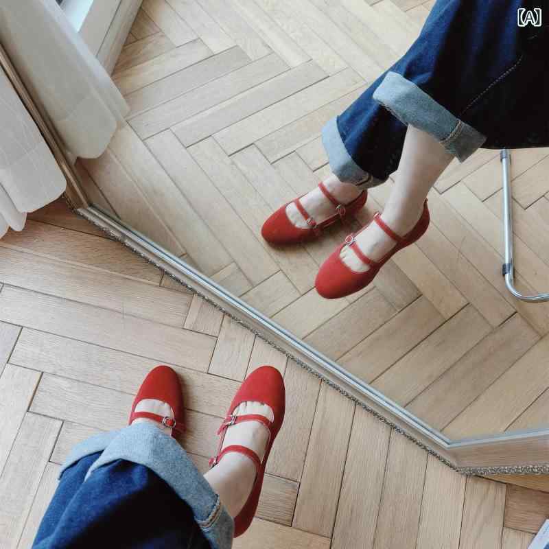 Ballet Shoes - バレエ シューズ レディース 2025年 革 フレンチ レトロ バックル メリージェーン シューズ フラット 浅口 バレエ レディース