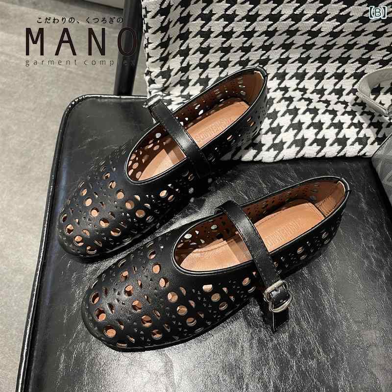 バレエ シューズ レディース 女性用 メリージェーン サンダル 春と 夏 浅口 バックル ストラップ フラット シューズ バレエ ホール ラウンドトゥ レディース