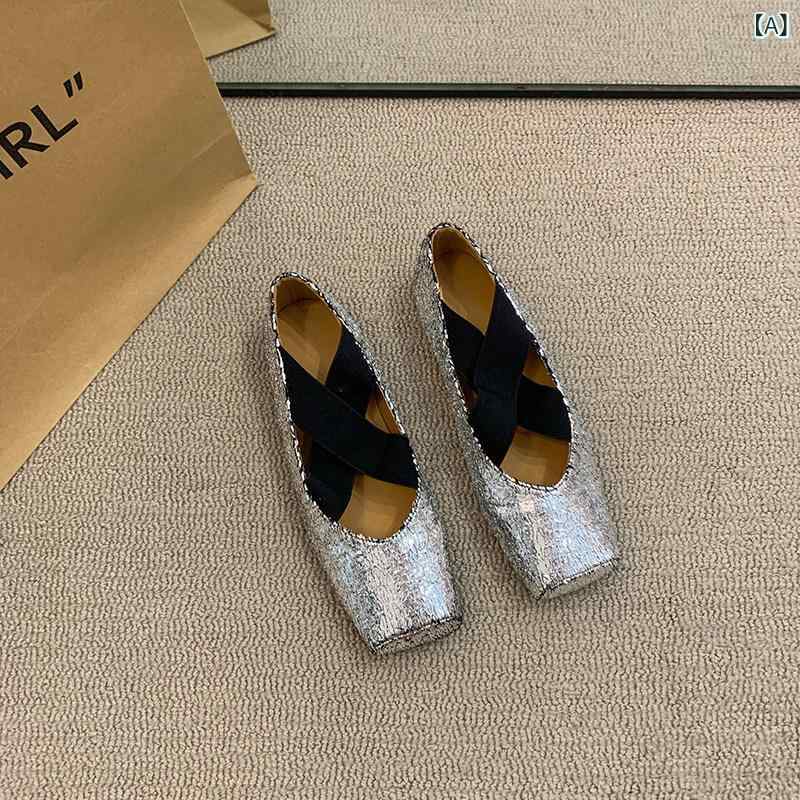 Ballet Shoes - バレエ シューズ レディース フレンチ イブニング スタイル バレエ フラット シューズ 春 と 秋 ひび割れた メリージェーン レディースシューズ