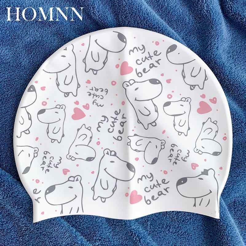 Swimming Caps - スイムキャップ レディース シリコン製 防水 長髪対応 締め付けフリー ソフトフィット 花柄プリント スタイリッシュ 競泳用 プールスイミング 快適素材