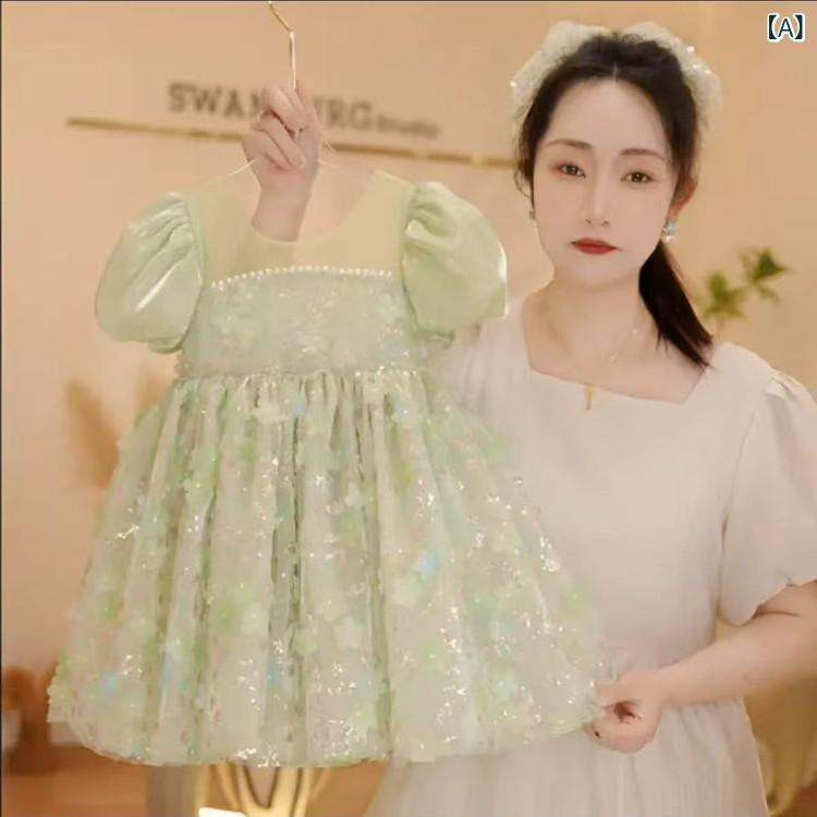 ワンピース キッズ 女の子 子供 ドレス プリンセス ケーキスカート チュール ふん...