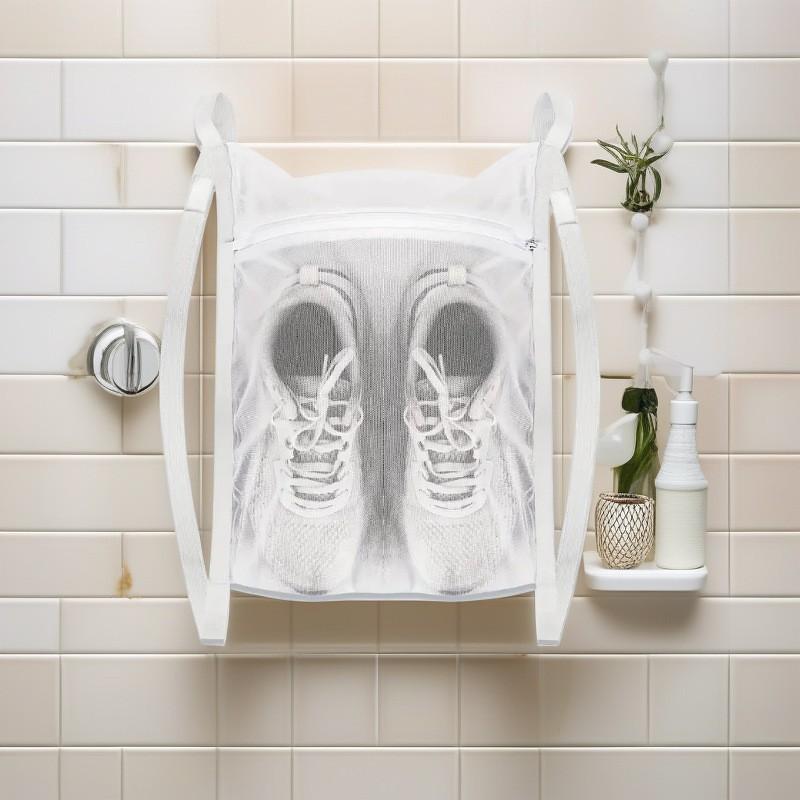 洗濯用 靴洗い ネットバッグ メッシュ素材 透気性 通気 軽量 洗濯機対応 耐久性 収納便利 汚れ防止 家庭用 靴ケア アクセサリー ポータブル 速乾 伸縮性 シンプル ブラック グレー