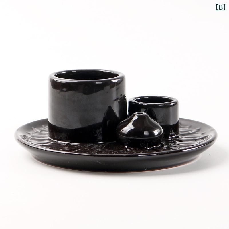 リバーパディのセラミック 香炉 キャンドルホルダー 北欧 蠟燭 カップ インテリア 飾り ラベンダー セージ 聖木 皿 香りディフューザー 陶器製 リラックス 空間演出 アロマ ディッシュ ホワイト系 グレー モダン シンプル 日常使い 癒し アイテム｜アングル3