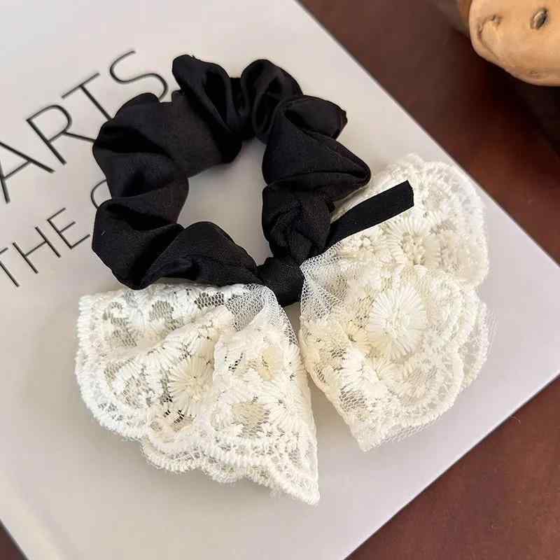 乐天商城 - ヘアアクセサリー かわいい 甘め 韓国 ヘアゴム 蝶結び レース 刺繍 復古 皮筋 ファッション 柔らかい 素材 日常使い ヘアアレンジ アクセント 女性用 ヘアバンド 代替 ヘアリボン 優しい