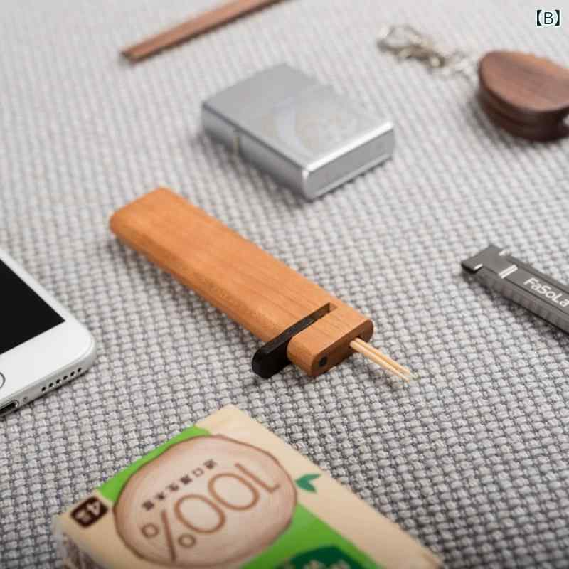 リバーパディの木製 歯間ピック ケース 黒胡桃木 コンパクト 収納 ボックス 携帯 日式 竹歯間ピック 付属 日常使い 軽量 自然素材 ギフト ラッピング 対応 シンプル インテリア 調和｜アングル2