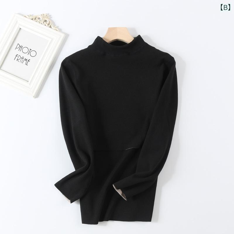 リバーパディのマタニティトップス 授乳口付き 長袖 秋冬 接触冷感 吸湿速乾 暖か 綿混 厚手 ゆったりシルエット 部屋着 通勤用 ベビーケア 女性用｜アングル2