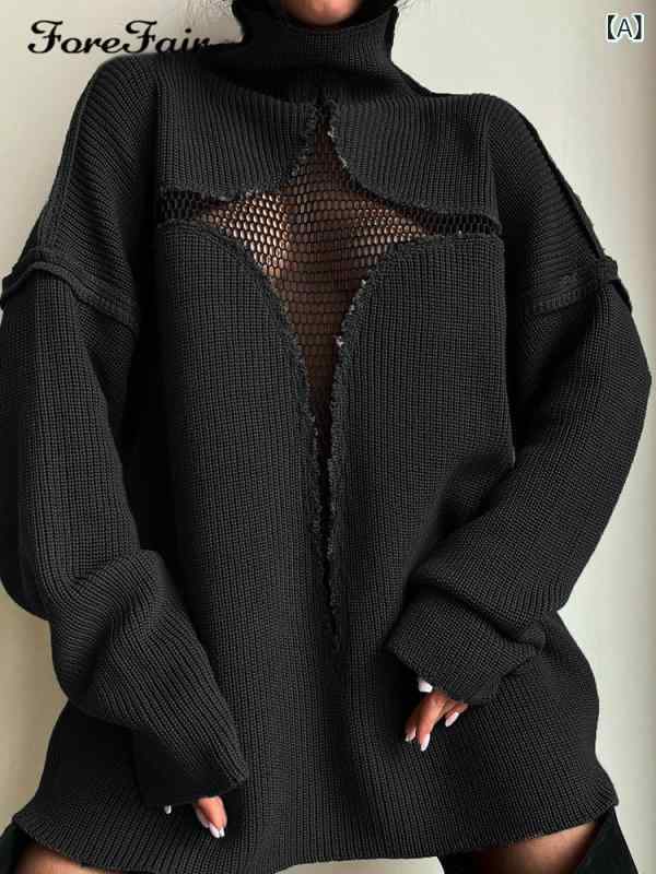 Other - ニット セーター 女性用 セクシー レースアップ 透け感 リゾート フィット オープンウェーブ 個性派 多色 ゆったりトップス 春夏 秋冬 吸湿速乾 軽量 コットン混 ブラック ピンク系 グレー 普段使い 通勤 カジュアル