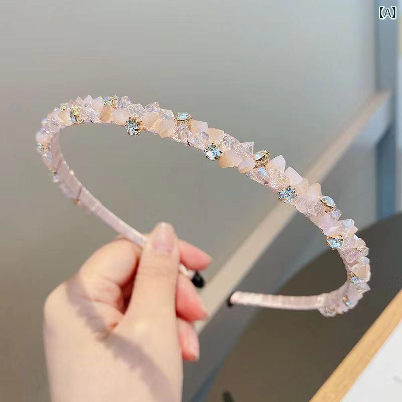 ヘアアクセサリー 女性用 軽量 スイート クリスタル ラインストーン ストーン ヘアバンド プリンセス スタイル 洗練 ヘッドドレス デイリー コーデ アクセ 2