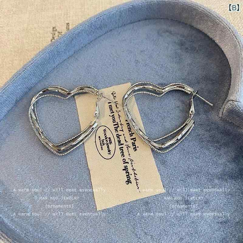 イヤリング 女性用 かわいい ハート型 耳飾り 個性派 独特 クール スパイシー スタイル ユニーク 誇張 耳カフ 高級感 ファッション アクセサリー 個性的 スタイリッシュ ゴールド シルバー ビッグ 日常使い