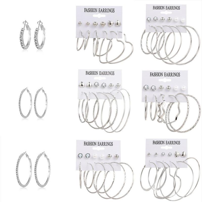イヤリング 女性用 大型 丸型 クリスタル 装飾 個性派 ファッション アクセサリー 百搭 キラキラ 揺れる ゴールド シルバー 華やか 日..