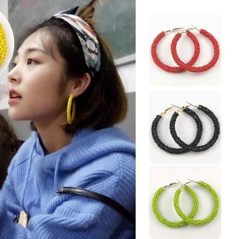 Tourmaline - イヤリング ボヘミアン 風 円形 民族風 米粒 ファッション アクセサリー 百搭 スタイル 軽量 普段使い ゴールド シルバー 春夏 秋冬