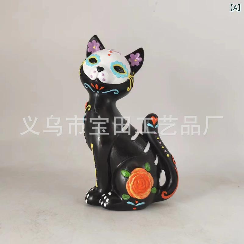 インテリア雑貨 猫型 キャンディ 骨モチーフ ハロウィン 飾り 置き物 デコレーション オーナメント パーティー用 ディスプレイ 室内用 玄関 リビング オブジェ 雑貨 アート ホラーテイスト 季節用品 イベント用 かわいい リアル 演出グッズ お店 シ