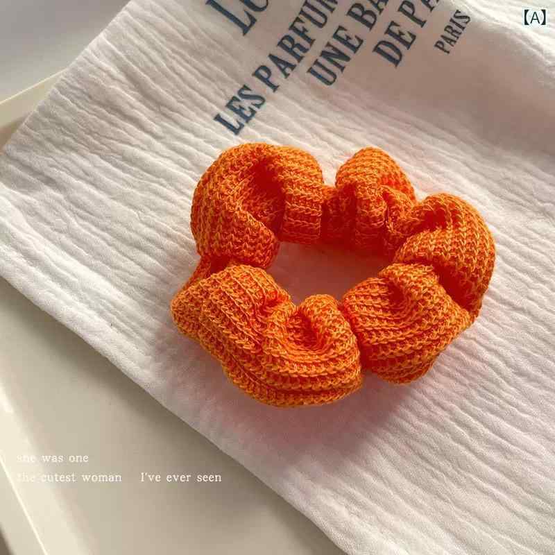 ヘアアクセサリー 女性用 秋冬 カラフル 毛糸 ニット ヘアゴム 頭紐 シンプル 気品...