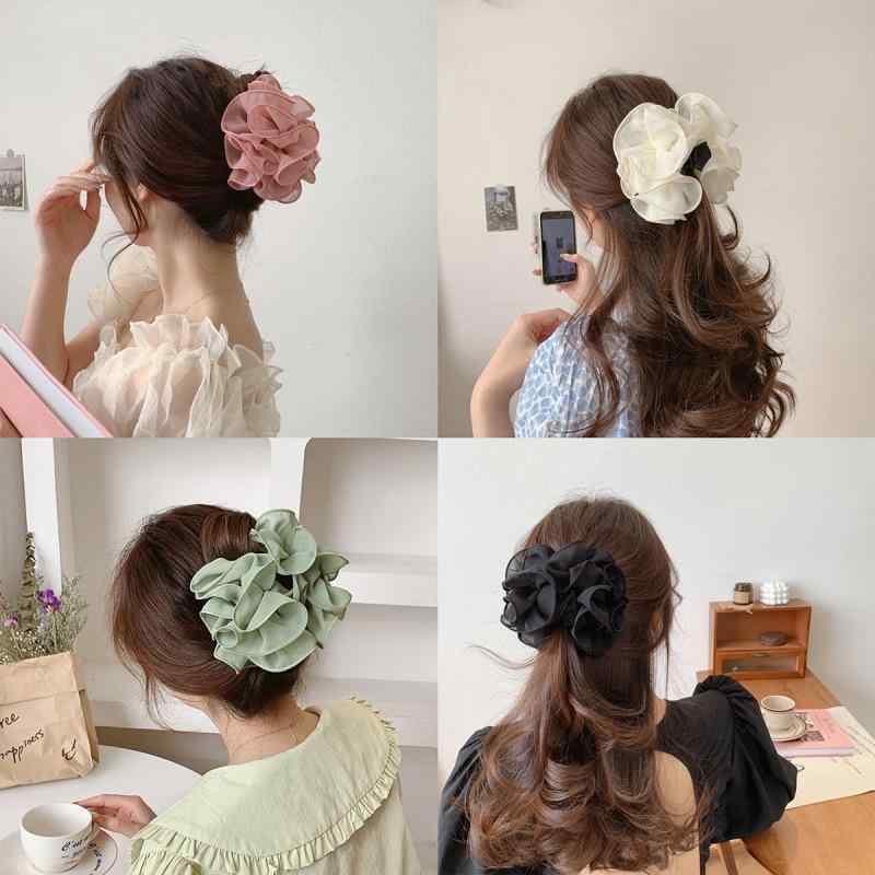 乐天商城 - ヘアクリップ 女性用 夏 花柄 大型 シャーククリップ 後頭部用 髪飾り 厚め髪対応 大きめサイズ かわいい 軽量 固定力強め 日常使い