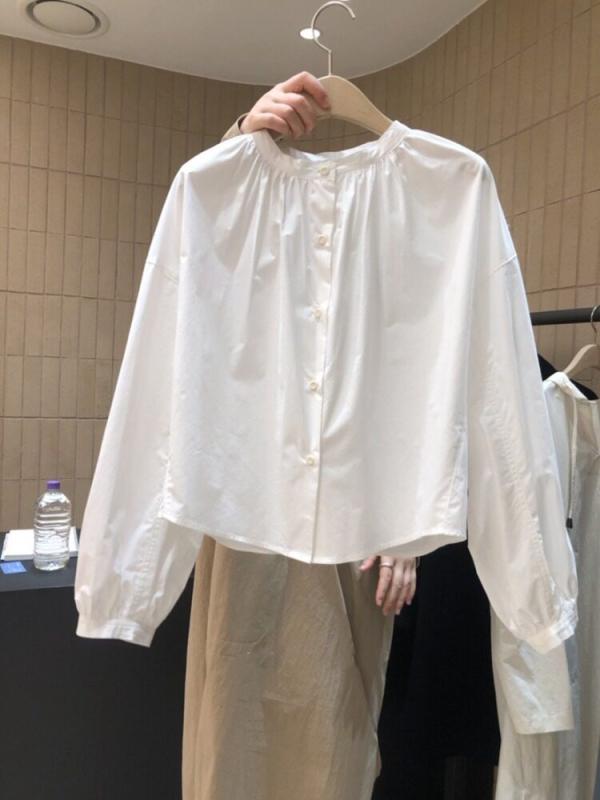 樂天商城 - レディース シャツ レトロ 丸首 綿 ゆったり 大きめ 春秋 トップス ブラウス カジュアル 柔らかい 着心地 良い 日常使い