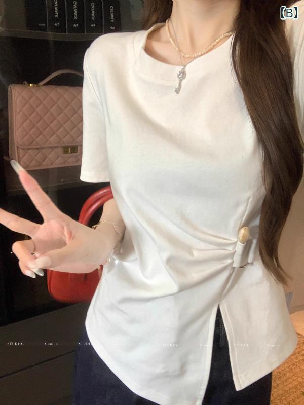 レディース Tシャツ 大きいサイズ ゆったり 夏 短袖 不規則デザイン お腹カバー サ...