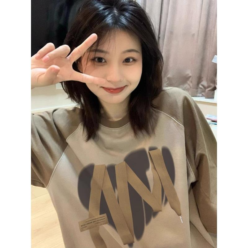 ロングスリーブ Tシャツ 女性用 秋冬 性 コットン トップス 打底 肩幅正方形 秋 コ...