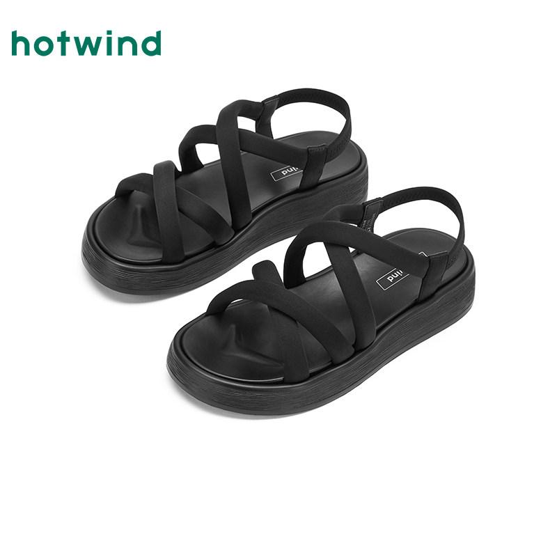 レディース 夏 サンダル ブラック 厚底 通勤用 オープントゥ ファッション 女性用 軽量 伸縮性 吸湿速乾 デニム調 ハイウエスト ビッグシルエット Vネック ピンク系 アイボリー 春夏 秋冬