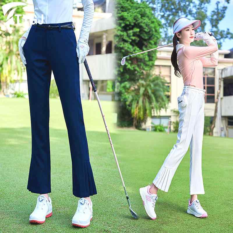 ゴルフ レディース 9分丈 パンツ 微フレア スリット 速乾 修身 スリム カジュアル スポーツウェア フィット 吸湿 ストレッチ 軽量 普段使い アウトドア 女性用 トラウザース くるぶし丈 テーパード ボディライン 強調 快適 アクティブ・カテゴリ: 長パンツ・対象: 女性・サイズ展開: XS.S.M.L.XL・カラー展開: ホワイト.ミントグリーン.ダークネイビー.ミントグリーン+小ボールポケット.ダークネイビー+小ボールポケット.ホワイト+小ボールポケット