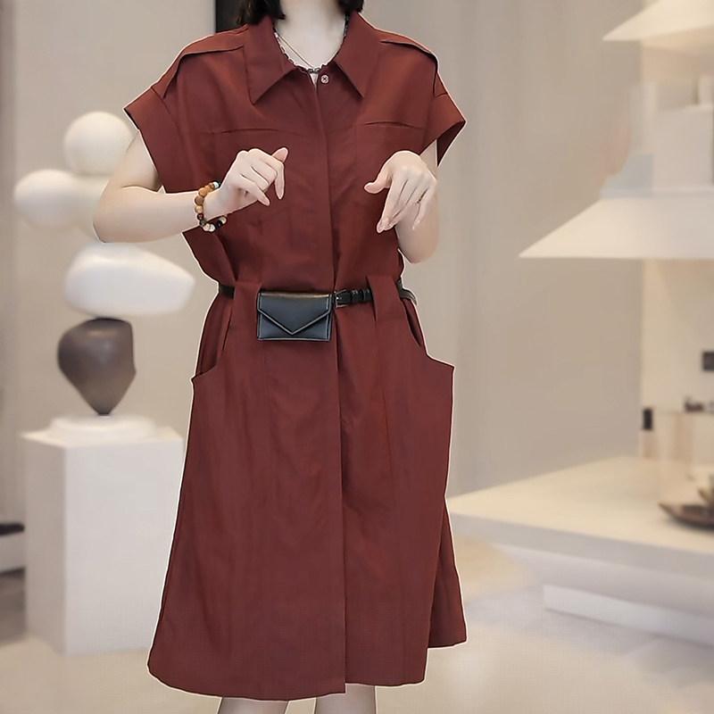 レディース ワンピース シャツワンピース 夏 ゆったり ビッグシルエット ワーク風 シンプル ベーシック スタイリッシュ スリム効果 軽..