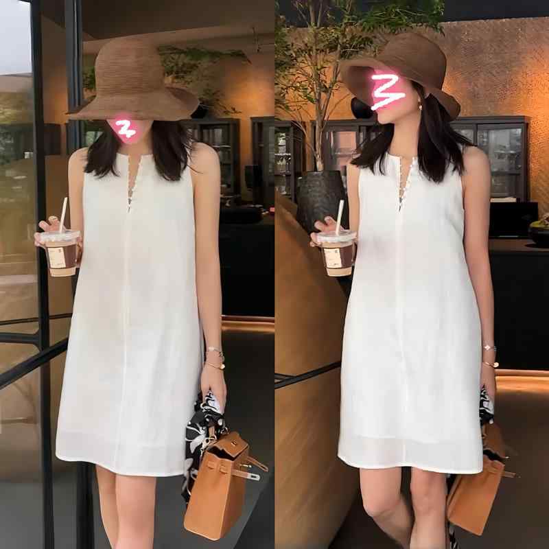 乐天商城 - ワンピース レディース 夏 ノースリーブ 麻 リネン ゆったり Aライン ショート丈 小柄対応 体型カバー スリム見え カジュアル 普段使い 軽量 通気性 吸湿速乾