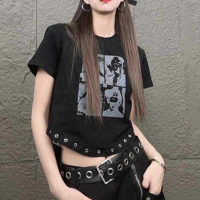 レディース 夏 短袖 Tシャツ レトロ ビンテージ クロップド トップス 刺繍 スタイリッシュ セクシー スタイル 合わせやすい ファッション