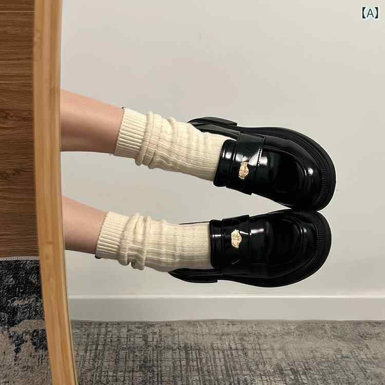 レディース ローファー 厚底 ヒール ブラウン レトロ コイン モチーフ スリッポン 革靴 革 普段使い 通勤 軽量 伸縮性 快適 フィット