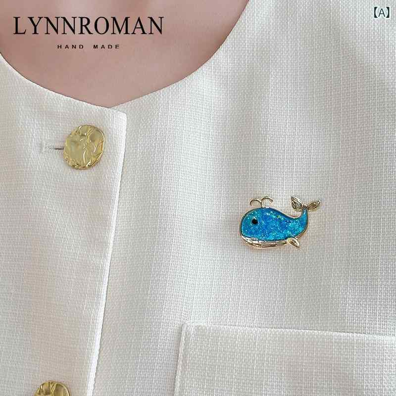 ブローチ レディース かわいい クジラ モチーフ 高級感 ユニーク ファッション ピン 胸元 アクセサリー