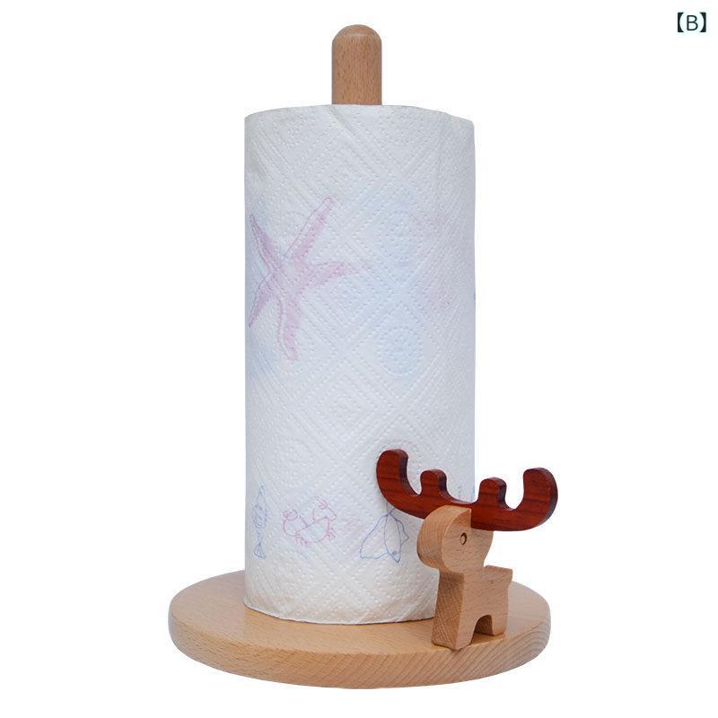 キッチン 収納ラック ペーパータオル ホルダー 木製 穴あき不要 家庭用 ロールペーパー スタンド バスルーム 対応 おしゃれ 素材 簡単設置 多機能 整理整頓