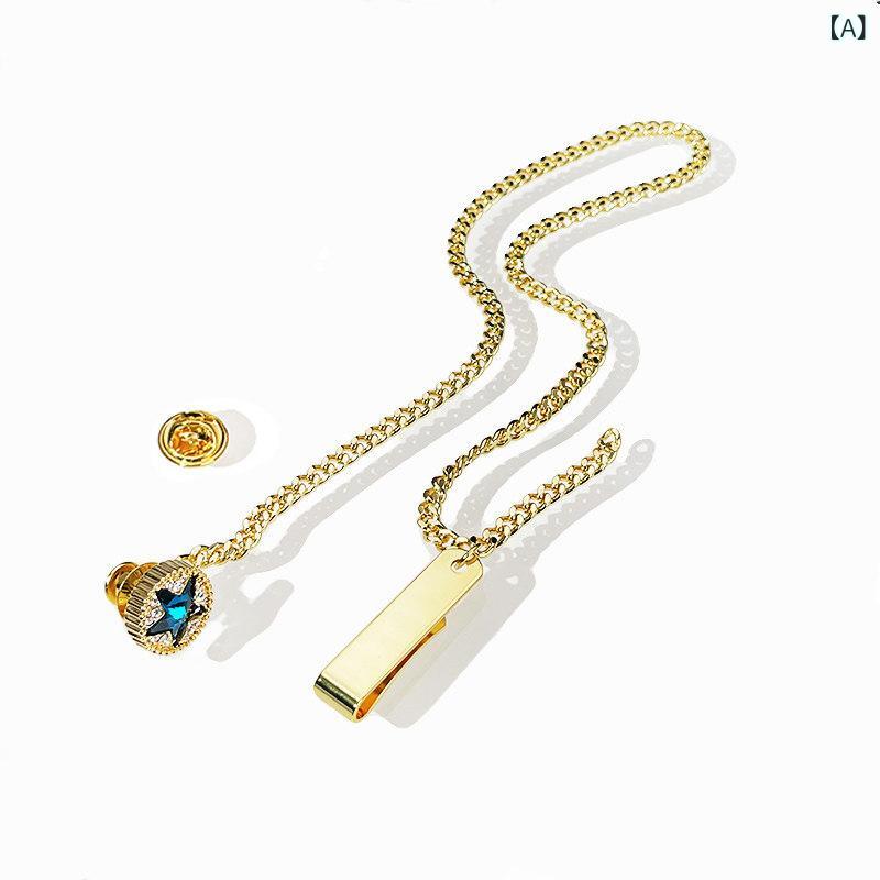 Other - メンズアクセサリー ネクタイピン 星モチーフ チェーン付き 胸針 バッジ 胸花 コサージュ ヒップホップスタイル ピンバッジ バックル ファッション小物 ビジネスカジュアル 普段使い 金属製 スタイリッシュ