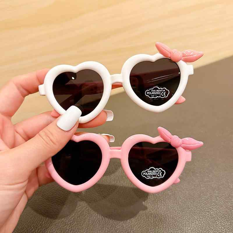 Sunglasses - キッズ サングラス かわいい カートゥーン ハート デザイン シリコン フレーム 偏光レンズ UVカット 男女兼用 ベビー用 夏用 日よけ 軽量 柔軟素材