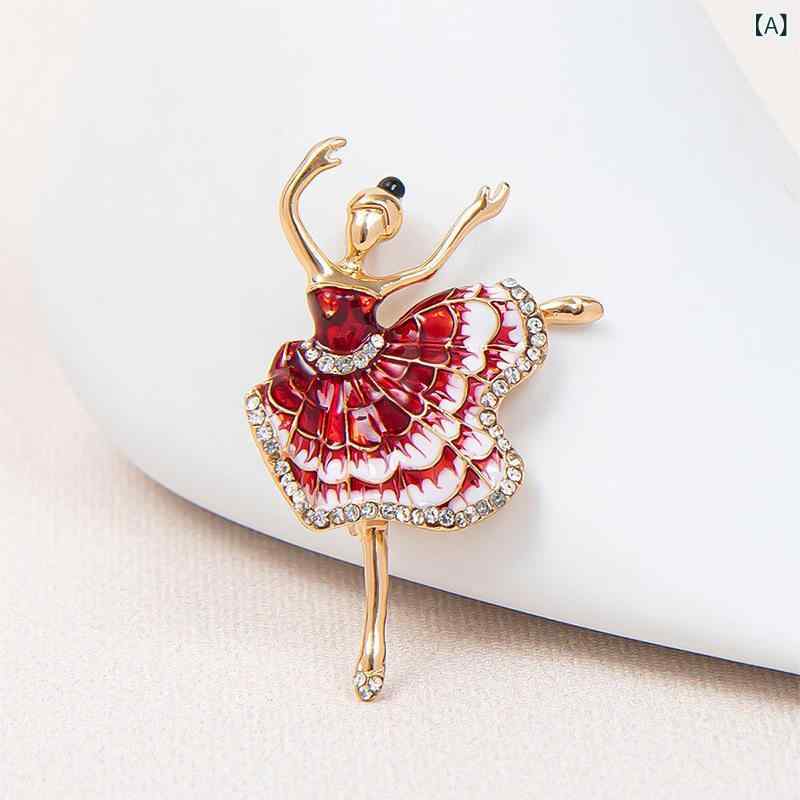 ブローチ バレエガール モチーフ 光沢パール ジルコニア 合金製 胸花 アクセサリー かわいい ダンス ピン 装飾品
