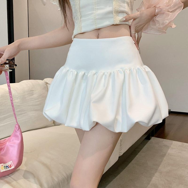 スカート レディース 夏 ホワイト ハイウエスト Aライン ミディ丈 ふんわり バレエ風 フレンチ スイート 花柄 軽やか コットン混 膝上丈 ガーリー デイリー フェミニン
