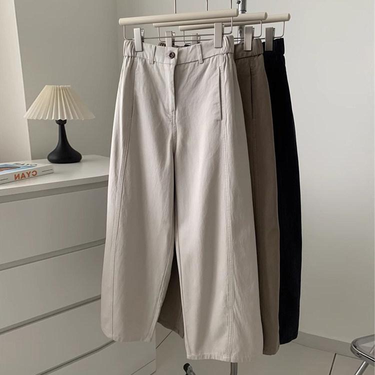レディース ビッグサイズ ワイドパンツ 夏用 薄手 ハイウエスト ゆったり スリム見せ クロップド カーゴパンツ ストレート ドレープ感 カジュアル 普段使い 軽量 伸縮性