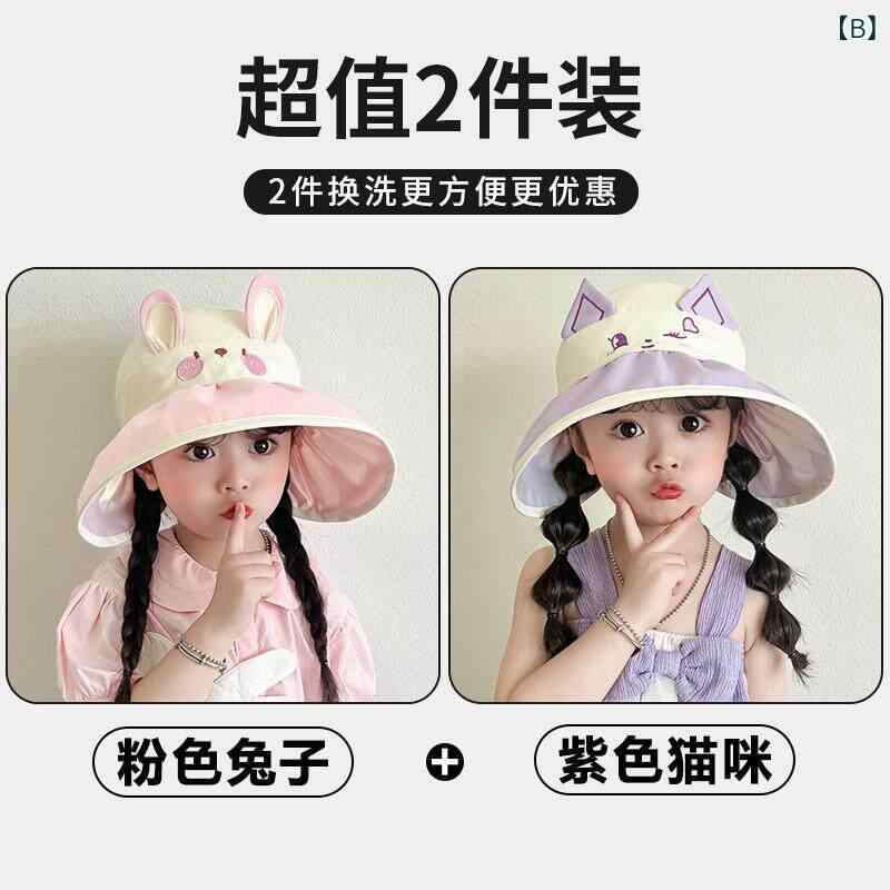 子供用 日よけ帽子 大つば 夏用 女の子 男の子 ベビー UVカット 通気性 薄手 軽量 ...