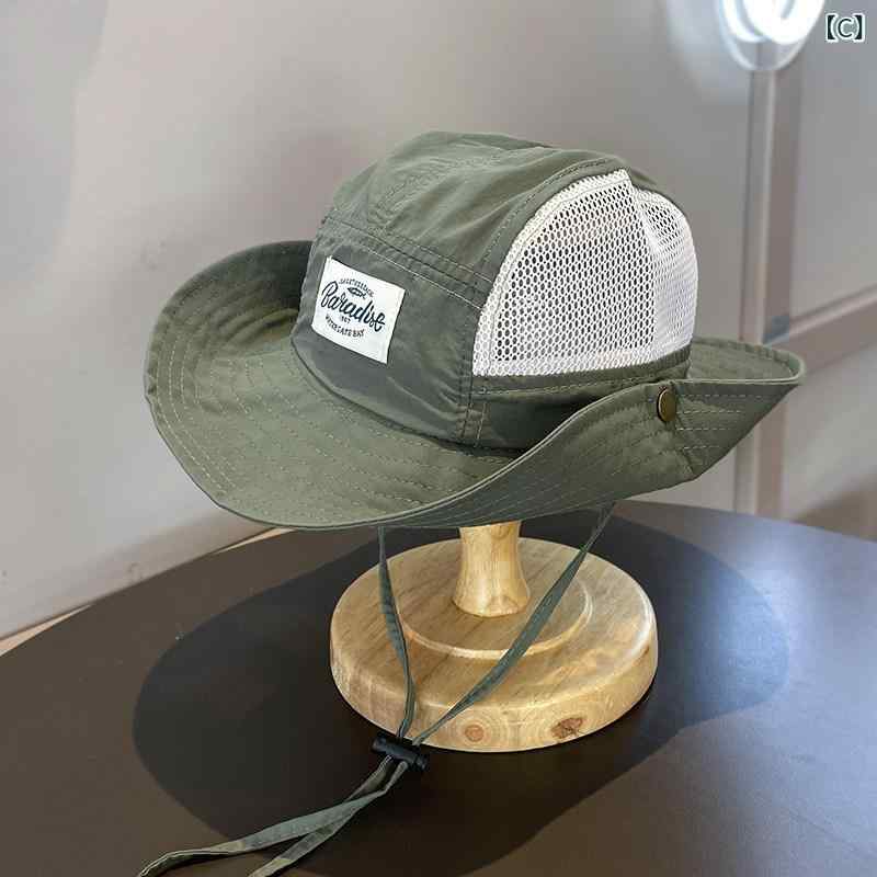 帽子 男の子 夏 通気性メッシュ 登山 アウトドア ワイドブリム フィッシャーマン帽...